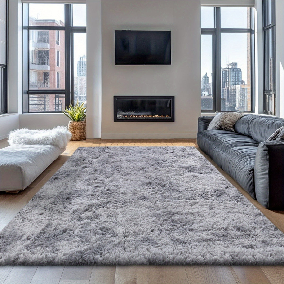 Velvet Shag Area Rug with Non-Slip Backing – Super Soft Plush Indoor Carpet for Living Room, Bedroom & Kitchen, Tie-Dye & Solid Colors, 5 Sizes