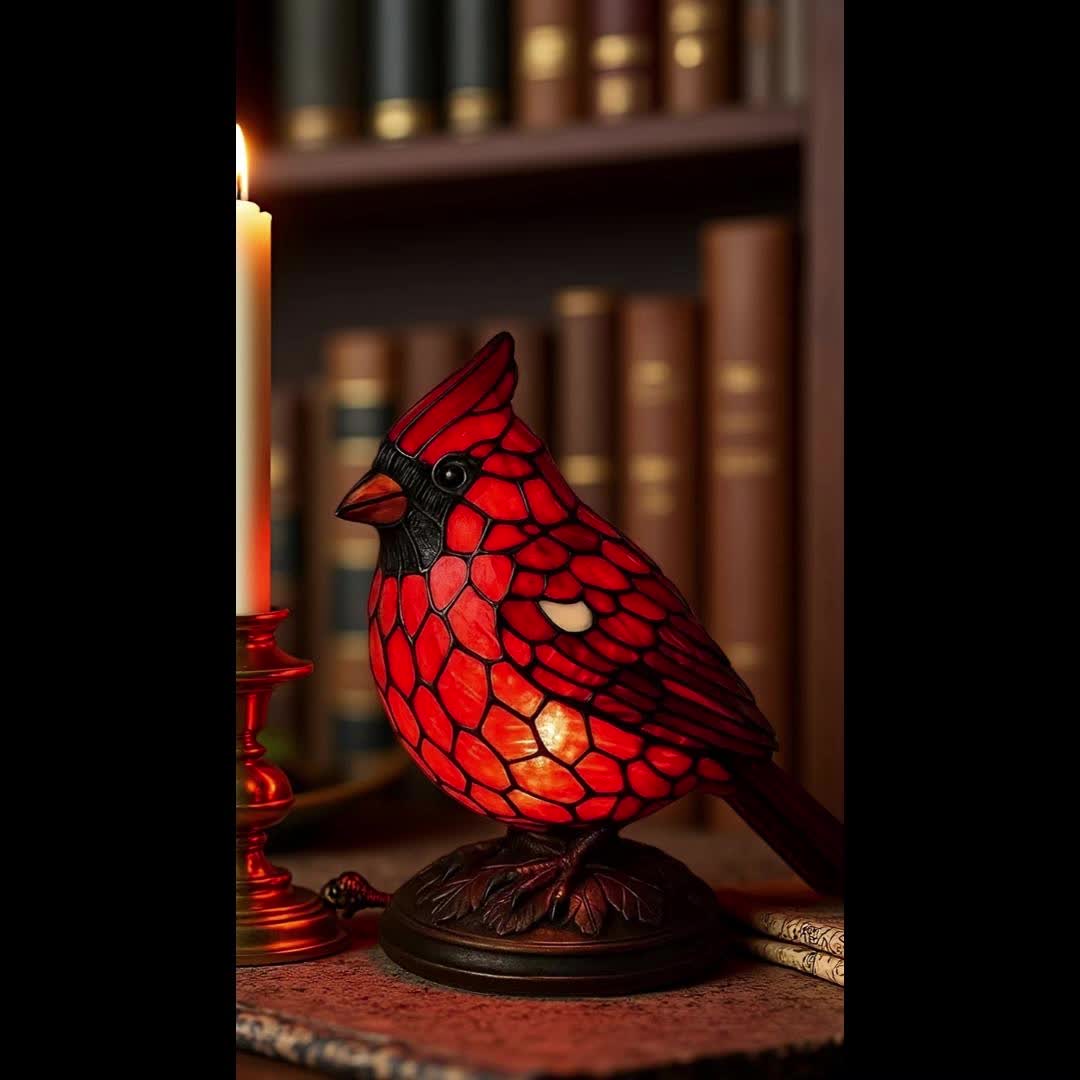 Red Bird Lighted Tabletop Night Lamp - USB Powered Decorative Bird Light for Holiday Home Decor, Christmas Thanksgiving New Year Gift | Nuvia Haven