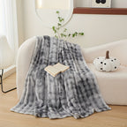 Faux Rabbit Fur Tie-Dye Throw Blanket Reversible Soft Plush Blanket for Bed Sofa Couch All Seasons 4 Colors 4 Sizes Machine Washable