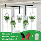 Vertical Planter Set with Adjustable Metal Rod, Iron Rings & Hanging Flower Pots for Window Sill & Balcony, Mini Vertical Garden Kit for Indoor Outdoor Plants, Space-Saving Patio Planter