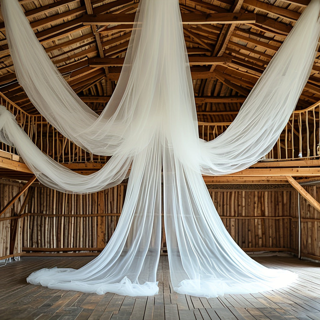 White Chiffon Draping Fabric Roll 32.8Ft - Sheer Arch Curtain for Wedding Ceremony Backdrop, Reception Decor, Bridal Shower, Birthday Party, Lightweight Nylon Drape 39" Wide