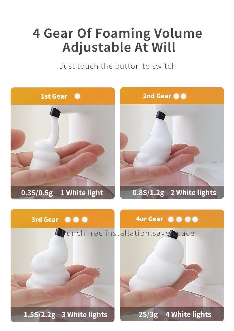 Automatic Foam Soap Dispenser Touchless USB Rechargeable - Wall-Mountable Hands-Free Soap Pump with Adjustable Foam Output for Bathroom, Kitchen & Pet Bathing, Works with Liquid Soap, Body Wash & Dish Detergent - White & Black