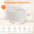Woven Storage Baskets Set of 6 – Cotton Rope Round Shelf Baskets Bins for Organizing Closet Living Room Bedroom Playroom, Cute Small Decorative Cube Storage Caddy, Multiple Colors Available