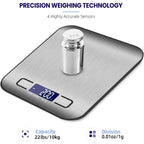 Digital Food Scale 22lb, Kitchen Scale in Grams & Ounces for Cooking, Baking & Weight Loss, Precise Tare Function, Slim Design, Easy to Clean, Perfect for Meal Prep & Coffee