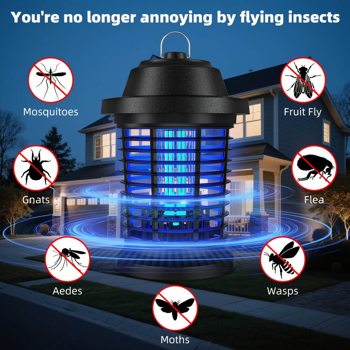 Bug Zapper Electric Mosquito Zapper Fly Trap Lamp 4000 Sq Ft Coverage 1000V Power Grid Easy Clean Removable Tray Indoor Outdoor Insect Killer Gift for Family