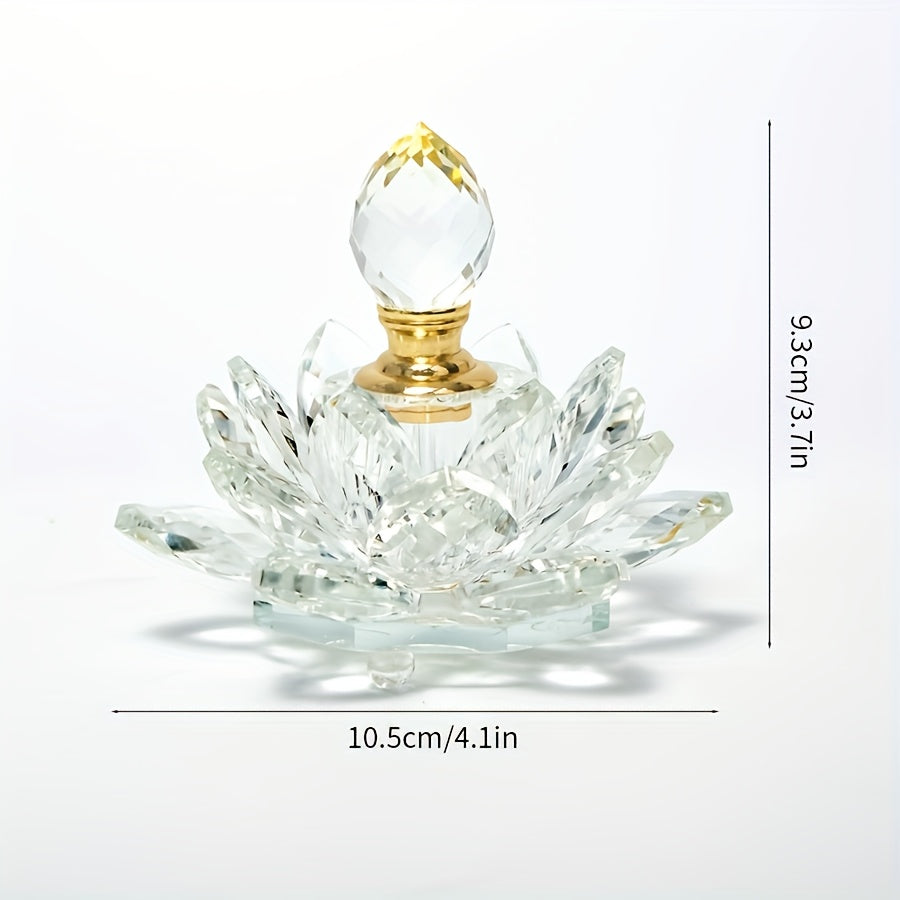 Lotus-Shaped Crystal Glass Decorative Bottle Desktop Ornament Vase Home Decor Accent Birthday Christmas Gift Purple White Blue