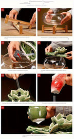 USB Powered Glass & Ceramic Fish Waterfall Desktop Fountain – Hanging Goldfish Design, Decorative Water Feature with Glass Fish & Plants for Living Room, Office & Zen Decor, Unique Gift