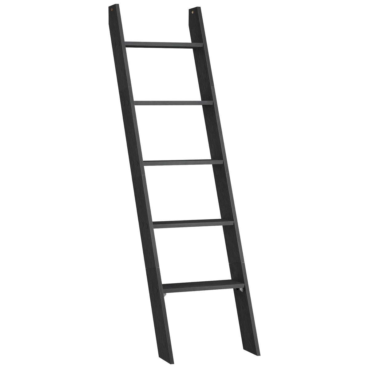 Blanket Ladder 5 Tier Farmhouse Decorative, Wood Ladder Rack for Blankets Towels & Quilts, 2-in-1 Ladder Shelf for Living Room Bedroom Bathroom Storage & Decor, Maroon Brown, Holds 17.6 lbs