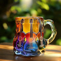 Guitar Painted Coffee Mug - Musical Art Design Cup, Creative Craftware Ornament, Hand Painted Guitar Pattern Drinkware for Music Lovers, Unique Gift, Home Decor Accent