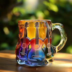 Guitar Painted Coffee Mug - Musical Art Design Cup, Creative Craftware Ornament, Hand Painted Guitar Pattern Drinkware for Music Lovers, Unique Gift, Home Decor Accent