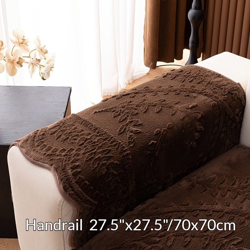 Faux Rabbit Fur Sofa Cover Thick Plush Couch Protector Non-Slip Machine Washable Pet Friendly – 2 3 4 Seater & Armrest Sizes, Floral Design Sofa Slipcover