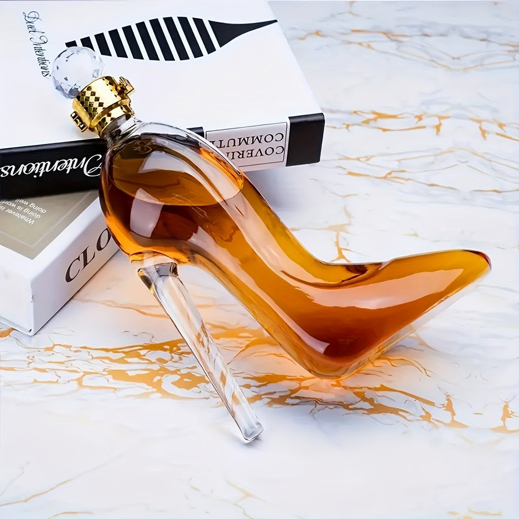 High-Heel Shoe Decanter – Handmade Lead-Free Crystal Glass with Stopper, 750ml Transparent Glossy Wine Decanter for Kitchen, Dining & Home Decor, Valentine’s Day & Holiday Gift