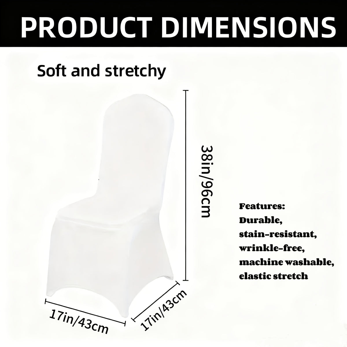 Stretch Spandex Chair Covers 6 12 Pack Machine Washable Wrinkle Resistant - Wedding Banquet Party Event Dining Chair Slipcovers Black White