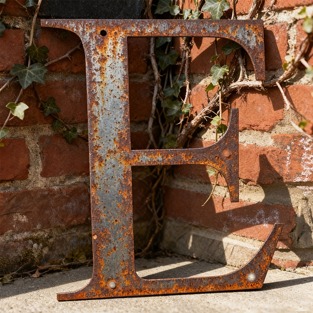 Rustic Metal Letter Wall Decor 12-Inch Tall Slim Iron Alphabet A-Z, Vintage Industrial Wall Art Sign for Home Kitchen Bar Shop, Personalized Name Monogram Holiday Gift for Christmas Thanksgiving – 26 Letters
