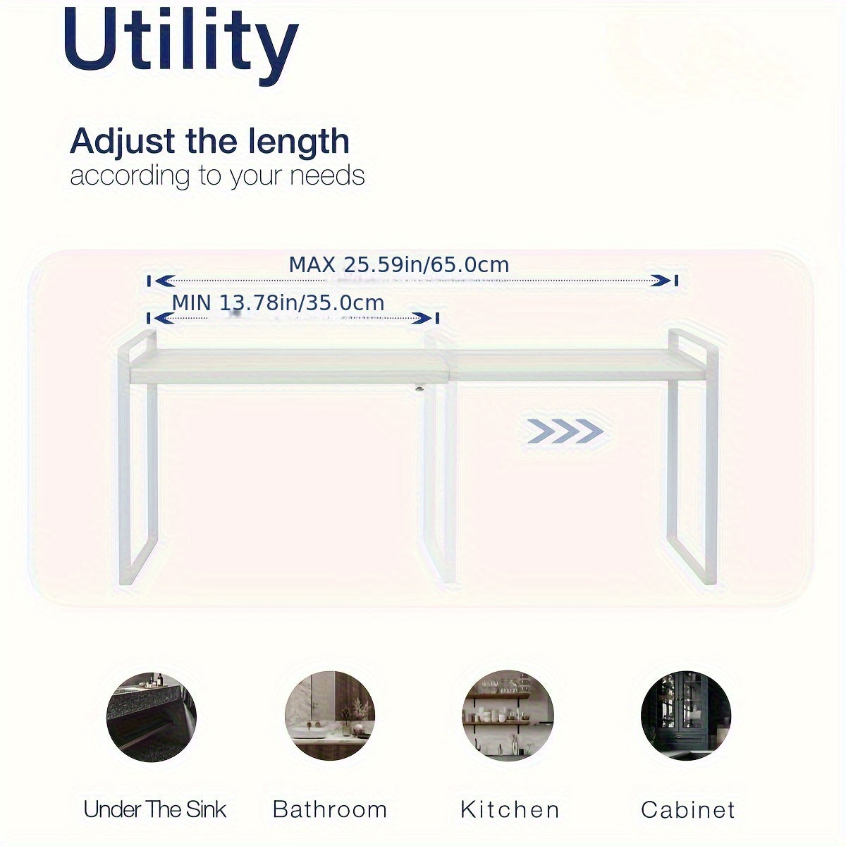 Expandable Cabinet Shelf Organizer Riser – Adjustable Height Kitchen Storage Rack for Pantry, Cupboard, Under Sink & Countertop | Heavy Duty Metal | Space Saver Stackable Shelf | Black & White