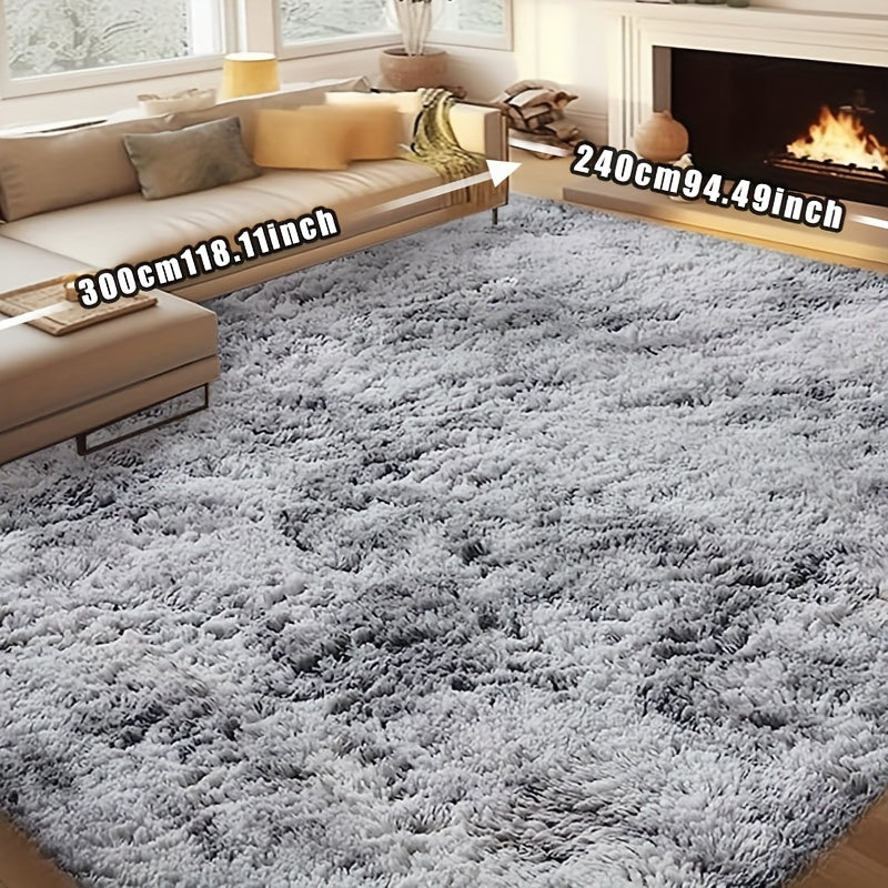 Plush Fluffy Area Rug Tie Dye Soft Indoor Carpet Non-Slip for Living Room Bedroom – Modern Home Decor Floor Mat | Multiple Sizes | Light Gray, Dark Gray, Black, Pink