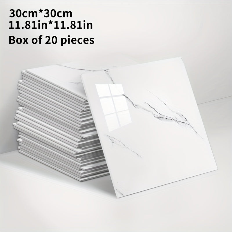 3D Marble Peel and Stick Wall Tiles 20/50pcs, Self-Adhesive Foam Wall Panels & Wall Stickers for Bathroom, Kitchen, Living Room & Bedroom Renovation, Easy to Cut & Clean, Grey Marble, Not Real Tile