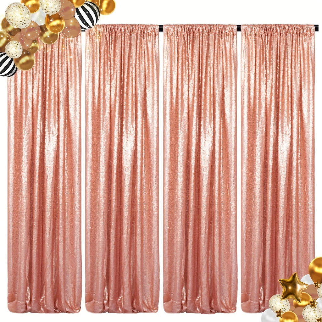 Sequin Curtains Backdrop 4 & 6 Panels 2x8FT - Shimmer Glitter Party Backdrop Curtain for Wedding Birthday Bachelorette Photo Booth, 25 Colors Reusable Event Decoration
