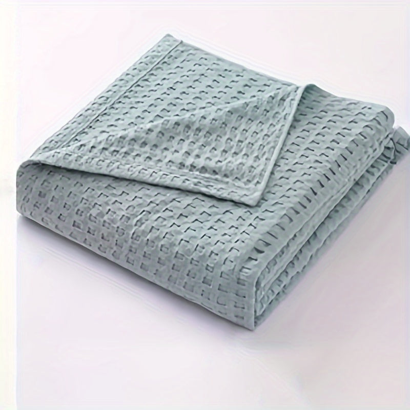 Waffle Cotton Blanket Pure Cotton Multi-Layer Machine Washable Lightweight Throw for Bed Sofa Air Conditioning Summer Cooling Lunch Break Car Use Multiple Sizes and Colors