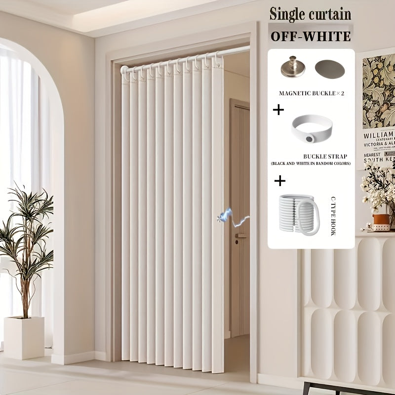 Boho Striped Magnetic Door Curtain – Elegant Folding Polyester Partition Curtain for Living Room, Bedroom & Kitchen, No-Drill Magnetic Closure, Hand Washable