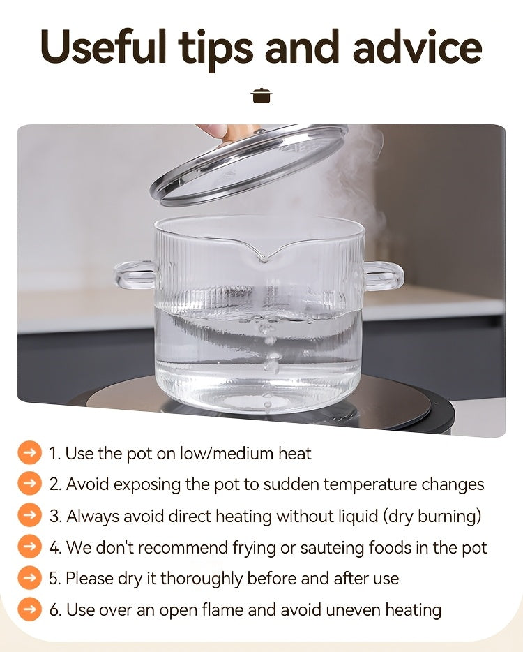 Borosilicate Glass Pots with Lids Set of 2 Stovetop Safe 78Oz & 54Oz Saucepan for Soup Ramen Milk Heat Resistant