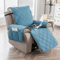 Quilted Recliner Chair Cover with Pocket Non-Slip Hook Loop Closure - 100% Polyester Washable Reclining Chair Slipcover Furniture Protector for Pets Dogs Cats, Easy Install, 9 Colors