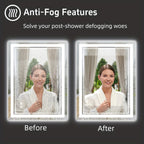 LED Bathroom Mirror with Anti-Fog, Dimmable 3-Color Lights & Stepless Brightness – Wall Mounted Vanity Mirror 24x36, 28x48, 32x40 Inch