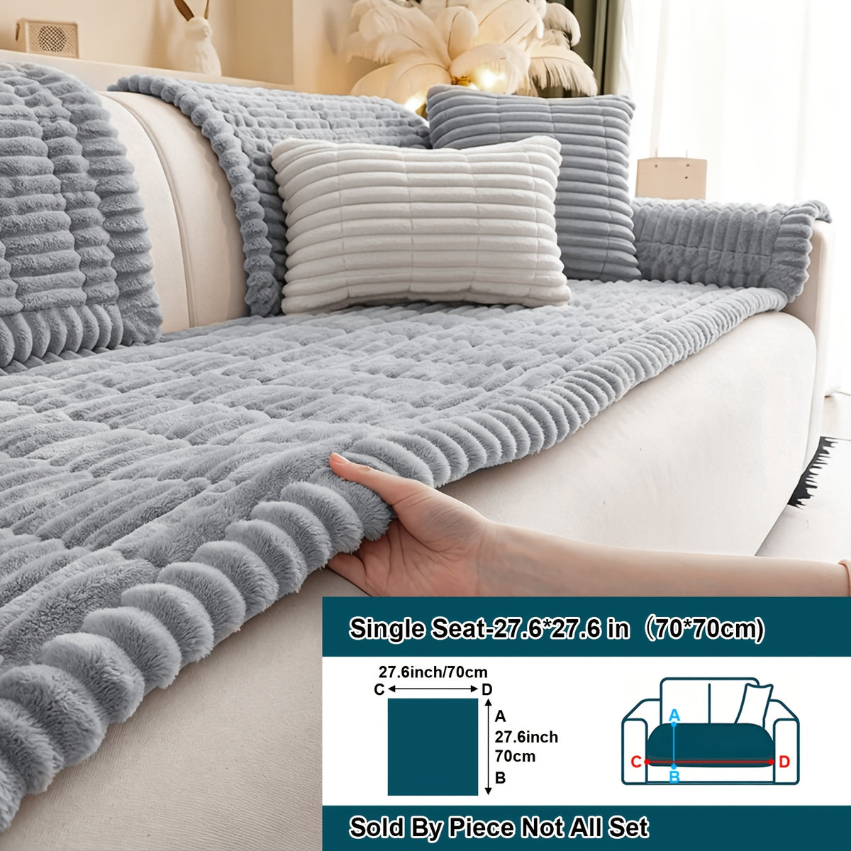 Soft Quilted Thick Sofa Cover Bohemian Style – Removable Machine Washable Pet-Friendly Sofa Protector for 1/2/3/4 Seater Split Sofa, All-Season Couch Cover for Living Room, Bedroom & Office