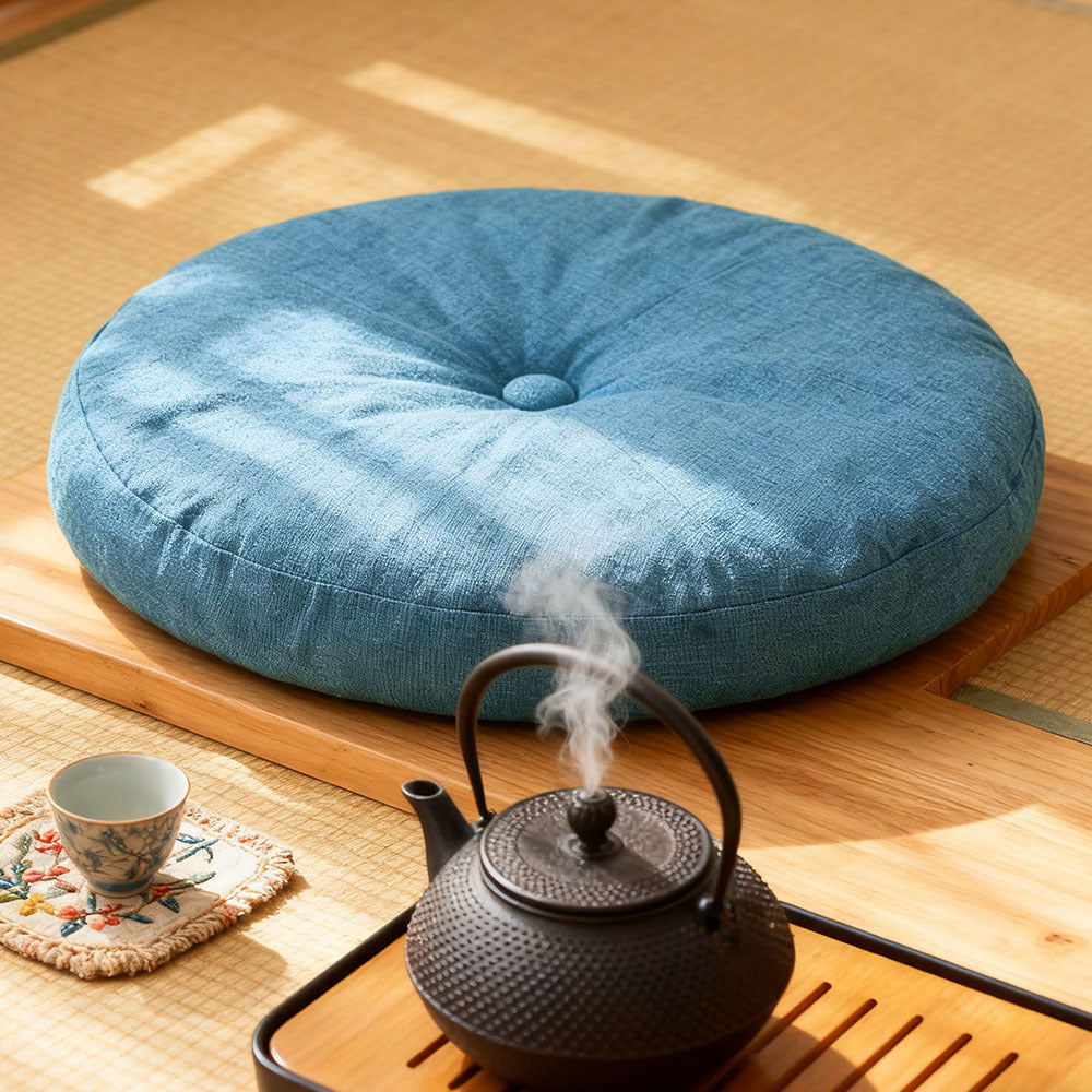 Round Seat Cushion 40x40cm 15cm Thick Firm Futon Meditation Mat Removable Linen Cover Chair Pad for Office Dining Chair Home Decor All Seasons Christmas