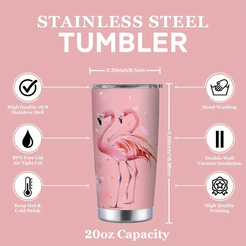 Flamingo Insulated Tumbler 20oz Double-Walled Travel Cup Pink Love Design - Large Capacity Car Cup for Hot & Cold Drinks Gift for Teachers Friends Family Holiday Birthday
