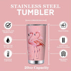 Flamingo Insulated Tumbler 20oz Double-Walled Travel Cup Pink Love Design - Large Capacity Car Cup for Hot & Cold Drinks Gift for Teachers Friends Family Holiday Birthday
