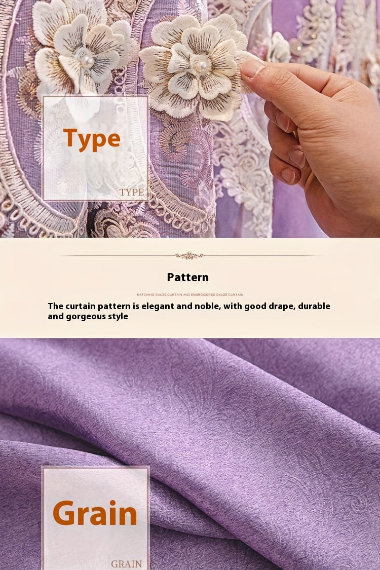 Luxury Blackout Curtains for Bedroom Living Room, European 3D Jacquard Embroidery Grommet Top Window Drapes, Thermal Insulated Light Blocking Machine Washable Panels