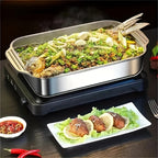 Nonstick Rectangular Baking Pans Set of 3 Stainless Steel with Lids – BBQ Roasting Pans for Outdoor Cooking, Holiday Entertaining & Self-Service Buffets