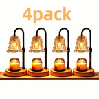 2/4-Pack Candle Warmer Lamp with Wooden Base & Glass Shade, Dimmable 12-Hour Timer, Height & Brightness Adjustable Wax Warmer for Jar Candles, Home Decor Gift for Wife, Mom & Friends (Bulb Not Included)