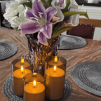 Handmade Purple Crystal Glass Vase – Irregular Striped Decorative Flower Arrangement Vase for Living Room, Office, Desktop, Wedding & Party, Luxury Home Ornament