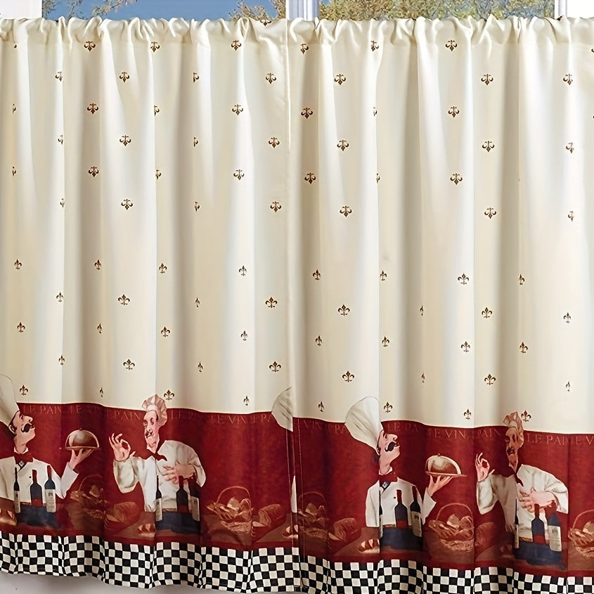 3-Piece Kitchen Curtain Valance & Tiers Set – Semi-Sheer Polyester, Rod Pocket, Machine Washable | Chef, Sunflower & Star Designs | Kitchen, Bedroom & Bathroom | Nuvia Haven
