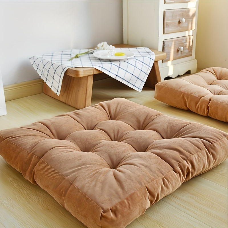 Plush Square Seat Cushion 21.6x21.6 In – Soft Floor Cushion for Dining Chair Tatami Futon Office Computer Chair, 2 Colors