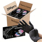 4.5Mil Black Disposable Nitrile Gloves 200-Count – Powder-Free, Latex-Free, Textured Fingertips for Mechanics, Cleaning, Cooking, Beauty & Car Washing | S, M, L, XL