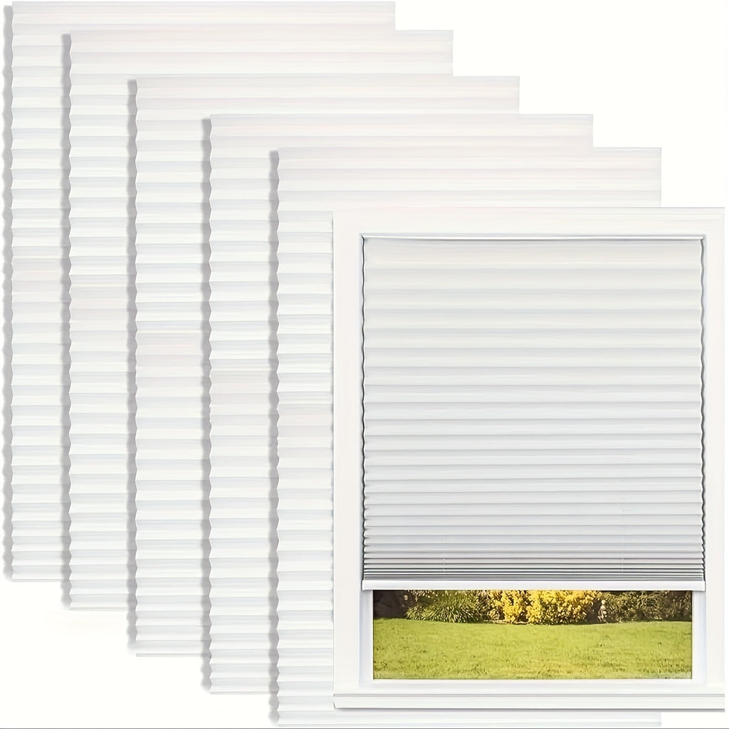 Blackout Pleated Paper Shades No Drill Cut to Size – 6 Pack Room Darkening Window Shades with 12 Clips, Temporary Portable Privacy Shades for Home, Travel & RV, Easy Install, 36"W × 72"H