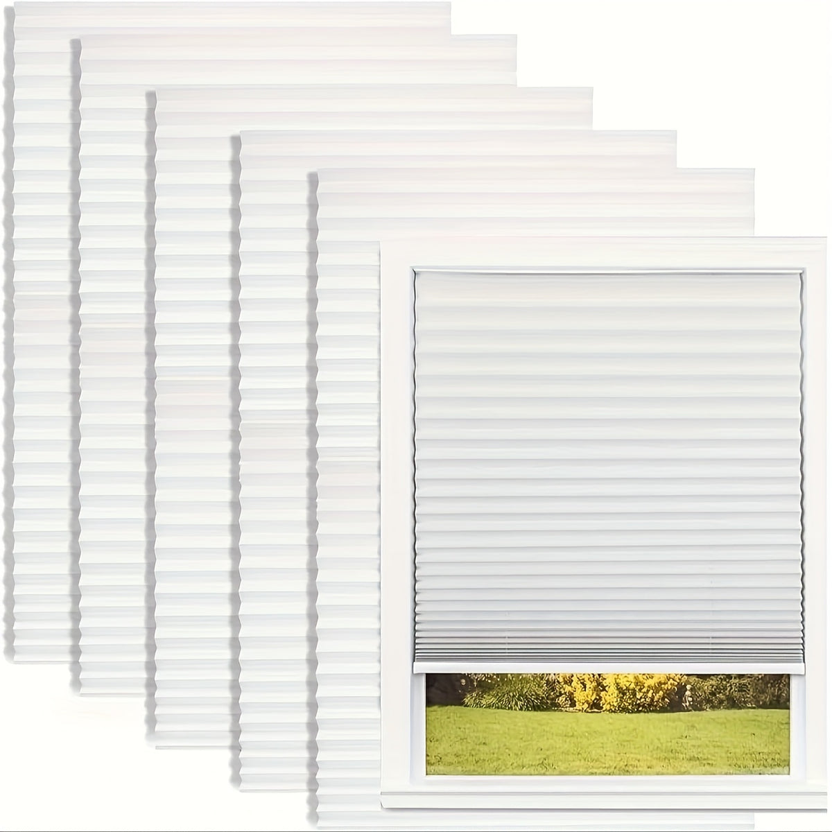 Blackout Pleated Paper Shades No Drill Cut to Size – 6 Pack Room Darkening Window Shades with 12 Clips, Temporary Portable Privacy Shades for Home, Travel & RV, Easy Install, 36"W × 72"H