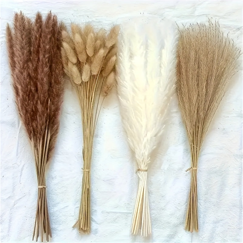Bohemian Pampas Grass Arrangement 49pcs Dried Rattan Stems Bouquet | Boho Home Decor, Table Centerpiece, Event Decoration, Spring & Valentine's Day Floral Design