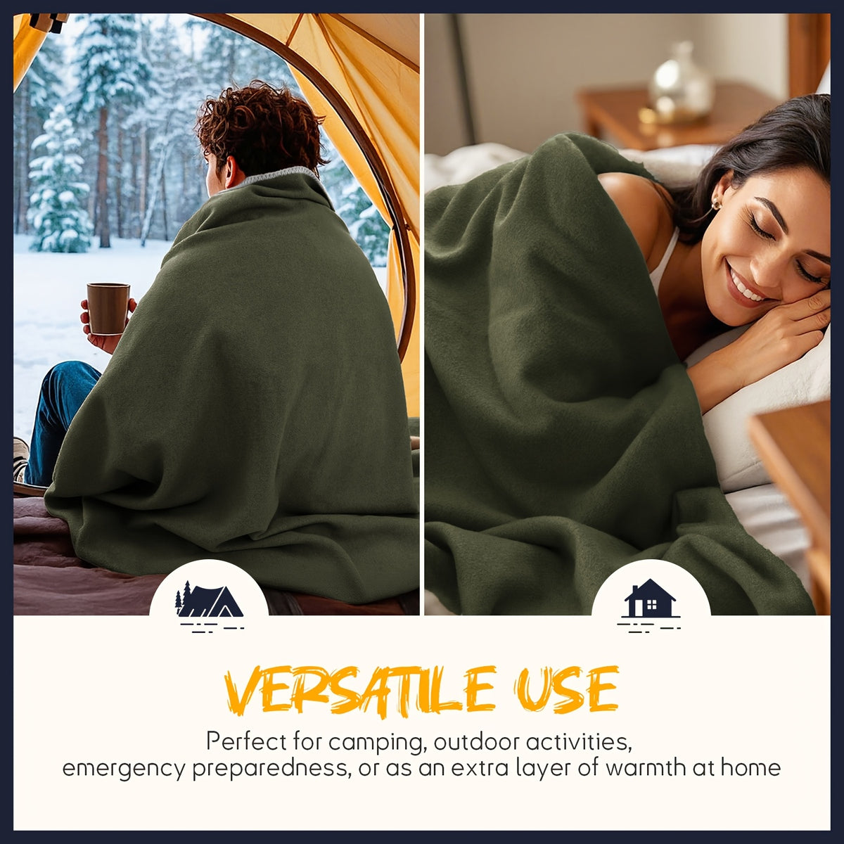 Merino Wool Blanket – Large 62”×86” Warm Thick Washable Throw | Sofa, Bed, Camping & Outdoor | 6 Colors | All Seasons