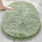 Chenille Oval Non-Slip Bathroom Mat Super Absorbent Soft Plush Floor Mat – Machine Washable, Anti-Slip Backing, 5 Colors 6 Sizes for Bathroom Kitchen Pet Use