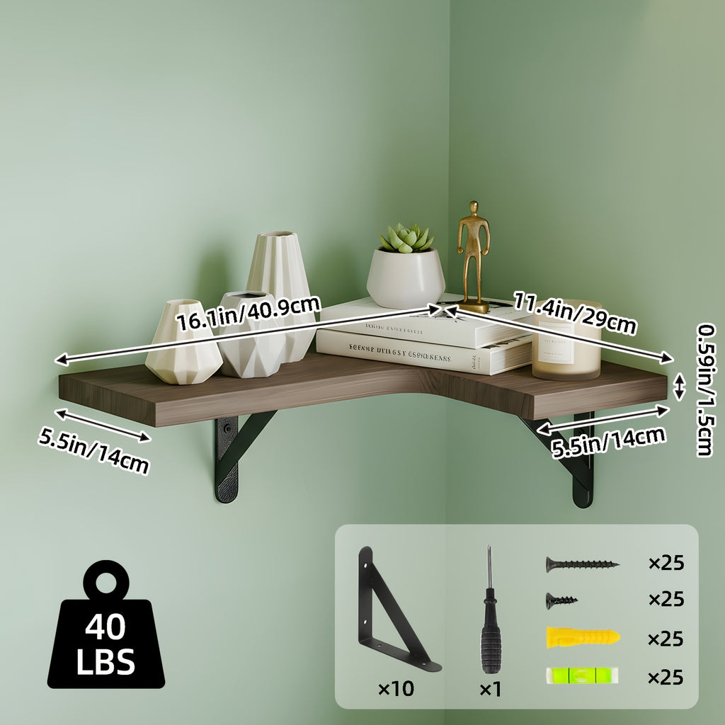 Corner Floating Wall Shelves 5 or 6-Pack – Rustic Heavy Duty Wall Mounted Corner Shelf Set for Bedroom, Living Room, Bathroom, Kitchen & Office Decor, Multiple Colors Available