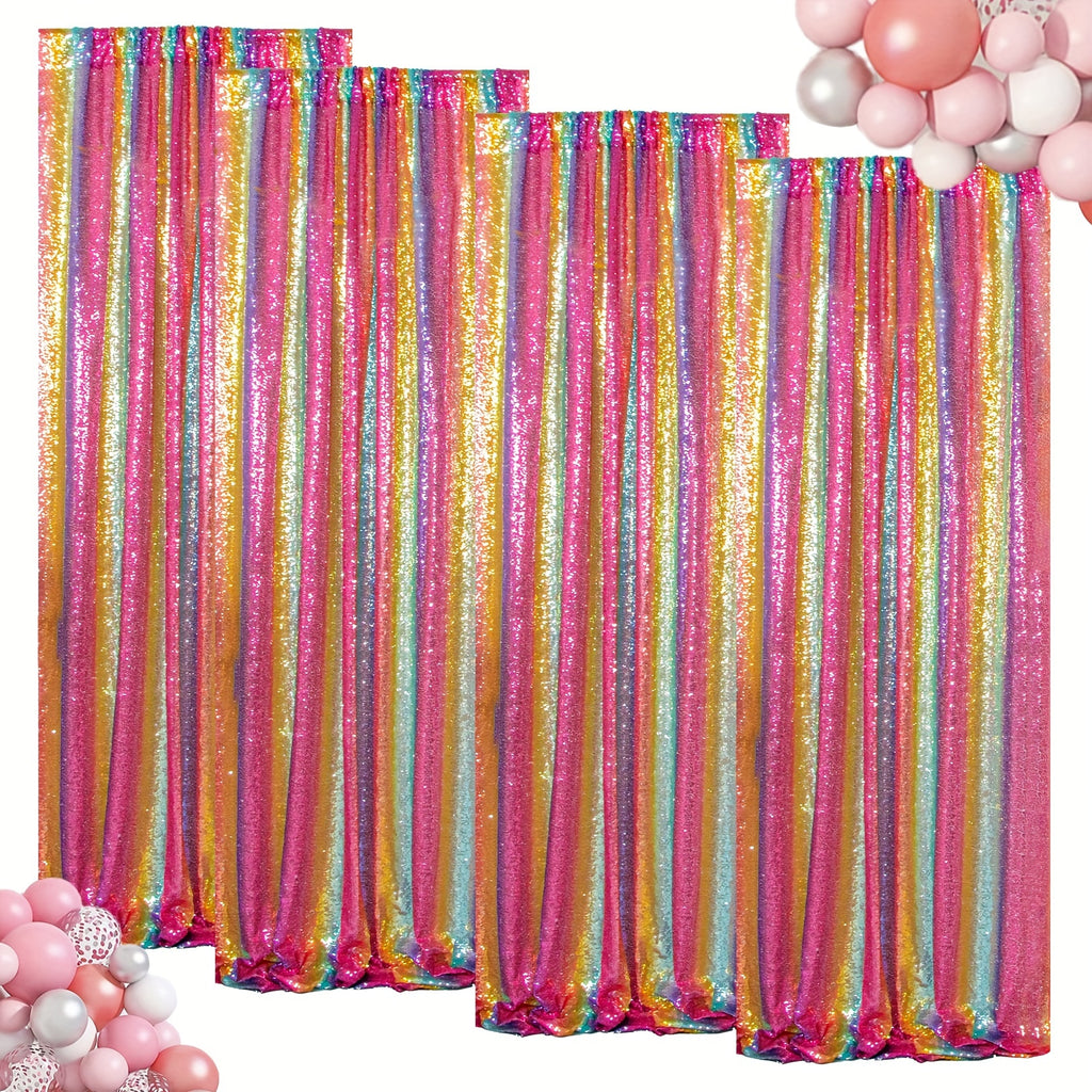 Sequin Backdrop Curtains 4 Panels 2FT x 8FT Glitter Party Decorations for Wedding Birthday Photo Booth Stage Background 30+ Colors