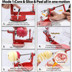 Apple Peeler Corer Slicer Spiralizer 5-in-1 Heavy Duty Cast Iron with Suction Base – Fruit & Vegetable Peeler for Apples, Potatoes & Pears, Pie Making & Thanksgiving Baking Tool