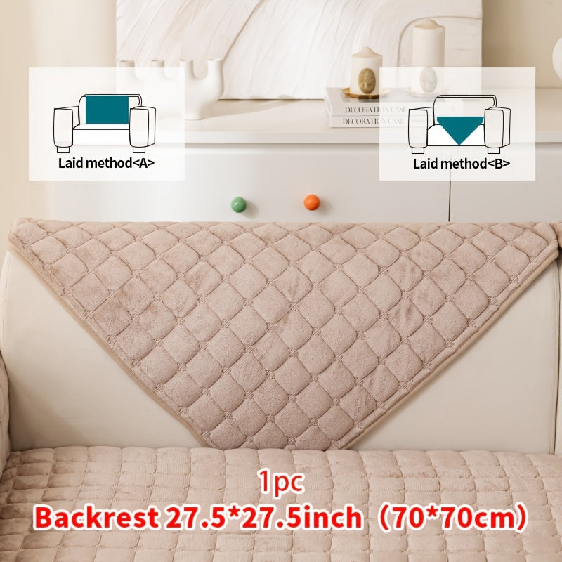Short Plush Sofa Cover Soft Thick Pet Friendly All Season Sofa Protector Machine Washable for 1 2 3 4 Seater Living Room Bedroom Office Winter