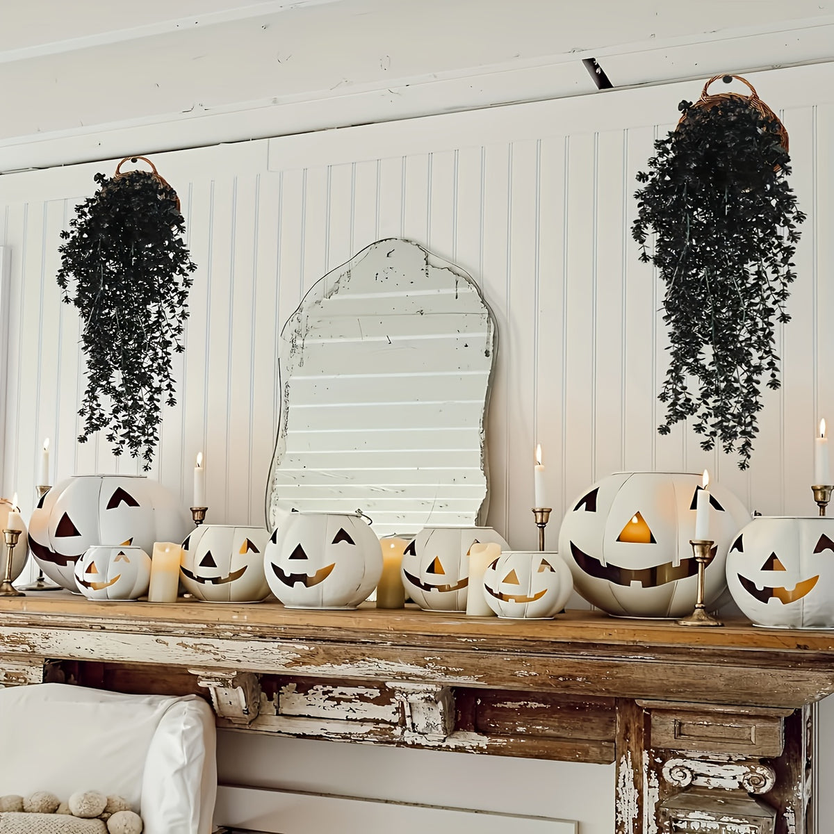 Black Artificial Hanging Flowers & Greenery Vines UV Resistant 2 or 4pcs – Indoor Outdoor Faux Floral Garland for Halloween, Fall Celebrations, Weddings & Home Seasonal Decorations