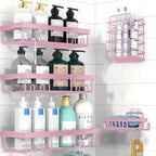 Shower Caddy 5 Pack Self-Adhesive Stainless Steel Shower Organizer Shelf - No Drilling Wall Mounted Bathroom Storage Rack, Large Capacity Rustproof Shower Basket - 10 Color Options