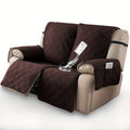 Waterproof Split Recliner Loveseat Cover 2 Piece Set Non-Slip Elastic Strap Washable Reclining Sofa Slipcover Furniture Protector for Moving Parts Contemporary Style